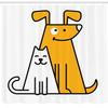 Ambesonne Cartoon Shower Curtain, Cats and Dogs Human Best Friends Forever Room Art Print, Cloth Fabric Bathroom Decor Set with Hooks, 69" W x 84" L, Black White and Apricot view 2