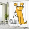 Ambesonne Cartoon Shower Curtain, Cats and Dogs Human Best Friends Forever Room Art Print, Cloth Fabric Bathroom Decor Set with Hooks, 69" W x 84" L, Black White and Apricot view 4