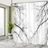 Ambesonne Forest Shower Curtain, Trees Branches Leafless Spooky Scary Image in a Gloomy Air Sky Scene Image, Cloth Fabric Bathroom Decor Set with Hooks, 69" W x 75" L, Cream and Black view 4