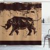 Ambesonne Animal Shower Curtain, Big Savannah Wildlife Creature Monochrome Sketchy Image Earthy Tones, Cloth Fabric Bathroom Decor Set with Hooks, 69" W x 84" L, Dark Brown view 1