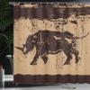 Ambesonne Animal Shower Curtain, Big Savannah Wildlife Creature Monochrome Sketchy Image Earthy Tones, Cloth Fabric Bathroom Decor Set with Hooks, 69" W x 84" L, Dark Brown view 3