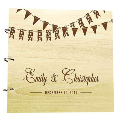 Custom Rustic Wedding Guest Book Wood Wooden Name Engraved Advice Book