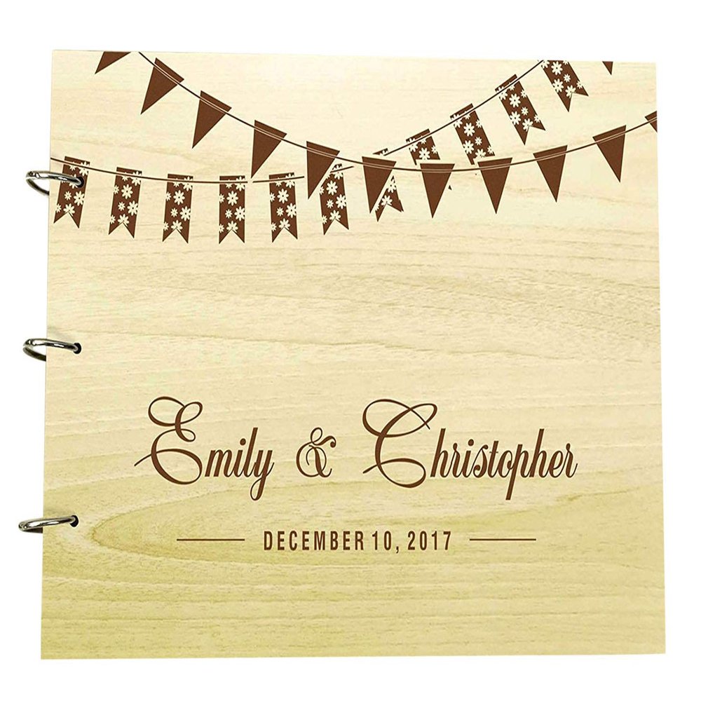 Custom Rustic Wedding Guest Book Wood Wooden Name Engraved Advice Book