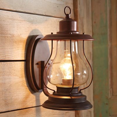 BLACK FOREST DECOR Weathered Patina Lantern Wall Sconce - 6 Inch