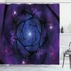 Ambesonne Mandala Shower Curtain, Psychedelic Universe Flower in Space Motif Art Print, Cloth Fabric Bathroom Decor Set with Hooks, 69" W x 75" L, Purple Blue view 1