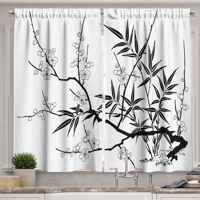 Ambesonne Brown Kitchen Curtains, Coffee and Chocolate Themed Collage Mug Cinnamon Bars Cocoa Tasty Yummy Snacks, Window Drapes 2 Panel Set for Kitchen Cafe Decor, 55" X 39", Brown White
