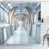 Ambesonne Fantasy Shower Curtain, Futuristic Hallway of Spaceship Digital Architecture Sci Fi Style Inner View, Cloth Fabric Bathroom Decor Set with Hooks, 69" W x 75" L, Pale Blue Orange view 1
