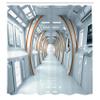 Ambesonne Fantasy Shower Curtain, Futuristic Hallway of Spaceship Digital Architecture Sci Fi Style Inner View, Cloth Fabric Bathroom Decor Set with Hooks, 69" W x 75" L, Pale Blue Orange view 2