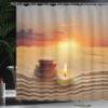 Ambesonne Boho Shower Curtain, Stack of Stones and Candle Yoga Horizon Backdrop Picture, Cloth Fabric Bathroom Decor Set with Hooks, 69" W x 84" L, Orange Sand Brown view 3
