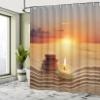 Ambesonne Boho Shower Curtain, Stack of Stones and Candle Yoga Horizon Backdrop Picture, Cloth Fabric Bathroom Decor Set with Hooks, 69" W x 84" L, Orange Sand Brown view 4