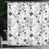 Ambesonne Floral Shower Curtain, Flowers Leaves Twirled Swirls Buds Nature Romantic Design Art Print, Cloth Fabric Bathroom Decor Set with Hooks, 69" W x 70" L, Black White view 3