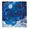 Ambesonne Moon Shower Curtain, Night Sky View with Stars Clouds Outer Space Inspired Dramatic Weather Watercolor Art, Cloth Fabric Bathroom Decor Set with Hooks, 69" W x 70" L, Pale Blue view 2