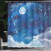 Ambesonne Moon Shower Curtain, Night Sky View with Stars Clouds Outer Space Inspired Dramatic Weather Watercolor Art, Cloth Fabric Bathroom Decor Set with Hooks, 69" W x 70" L, Pale Blue view 3