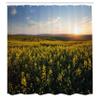 Ambesonne Landscape Shower Curtain, Scenic View Sunset Flower Field Spring Countryside Rural Idyllic Scenery, Cloth Fabric Bathroom Decor Set with Hooks, 69" W x 70" L, Yellow Green Blue view 2