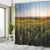 Ambesonne Landscape Shower Curtain, Scenic View Sunset Flower Field Spring Countryside Rural Idyllic Scenery, Cloth Fabric Bathroom Decor Set with Hooks, 69" W x 70" L, Yellow Green Blue view 4