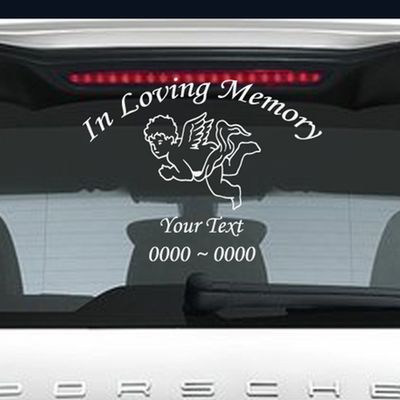 Custom Angels 2 in Loving Memory Personalized Car-Wall-Vinyl Decals Stickers, 15 Inches