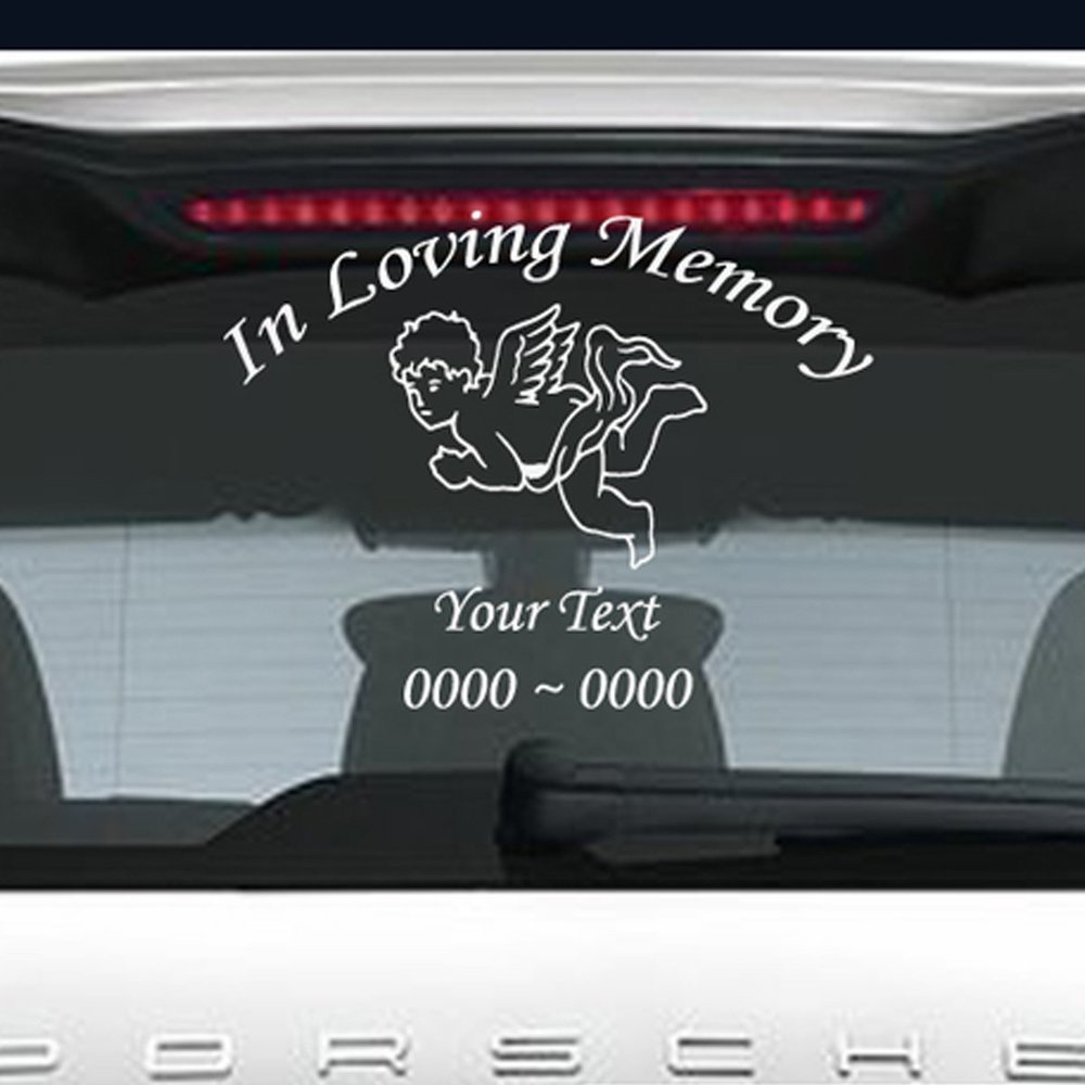 Custom Angels 2 in Loving Memory Personalized Car-Wall-Vinyl Decals Stickers, 15 Inches