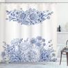 Ambesonne Blue Shower Curtain, Floral Bouquet Corsage Carnations Chamomiles Bridal Wedding Anniversary Theme, Cloth Fabric Bathroom Decor Set with Hooks, 69" W x 84" L, Blue White view 1