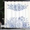 Ambesonne Blue Shower Curtain, Floral Bouquet Corsage Carnations Chamomiles Bridal Wedding Anniversary Theme, Cloth Fabric Bathroom Decor Set with Hooks, 69" W x 84" L, Blue White view 3