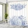 Ambesonne Blue Shower Curtain, Floral Bouquet Corsage Carnations Chamomiles Bridal Wedding Anniversary Theme, Cloth Fabric Bathroom Decor Set with Hooks, 69" W x 84" L, Blue White view 4