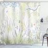 Ambesonne Nature Shower Curtain, Wild Herbs and Butterfly Fern Curved Branch Mother Earth Foliage Graphic, Cloth Fabric Bathroom Decor Set with Hooks, 69" W x 75" L, Blue Green view 1