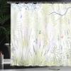 Ambesonne Nature Shower Curtain, Wild Herbs and Butterfly Fern Curved Branch Mother Earth Foliage Graphic, Cloth Fabric Bathroom Decor Set with Hooks, 69" W x 75" L, Blue Green view 3