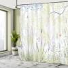 Ambesonne Nature Shower Curtain, Wild Herbs and Butterfly Fern Curved Branch Mother Earth Foliage Graphic, Cloth Fabric Bathroom Decor Set with Hooks, 69" W x 75" L, Blue Green view 4