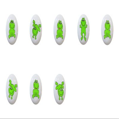 SET OF 8 KNOBS - Green Frogs - DECORATIVE Glossy CERAMIC Cupboard Cabinet PULLS Dresser Drawer KNOBS