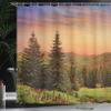 Ambesonne Forest Shower Curtain, Heaven Like View with Fir Trees and Pines Spruce by The Sidehills at Dawn Outdoor Scenery Artwork, Cloth Fabric Bathroom Set with Hooks, 69" W x 75" L, Coral Lilac view 3