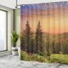 Ambesonne Forest Shower Curtain, Heaven Like View with Fir Trees and Pines Spruce by The Sidehills at Dawn Outdoor Scenery Artwork, Cloth Fabric Bathroom Set with Hooks, 69" W x 75" L, Coral Lilac view 4