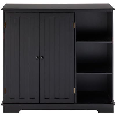 The Lakeside Collection Beadboard Wooden Storage Cabinet 30" H - Black