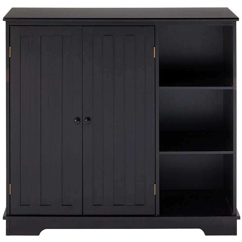 The Lakeside Collection Beadboard Wooden Storage Cabinet 30" H - Black