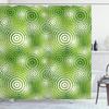 Ambesonne Abstract Shower Curtain, Circular Round Shaped Inner Geometric Eco Wavelength Illustration, Cloth Fabric Bathroom Decor Set with Hooks, 69" W x 84" L, Hunter Green White view 1