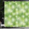 Ambesonne Abstract Shower Curtain, Circular Round Shaped Inner Geometric Eco Wavelength Illustration, Cloth Fabric Bathroom Decor Set with Hooks, 69" W x 84" L, Hunter Green White view 3