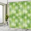 Ambesonne Abstract Shower Curtain, Circular Round Shaped Inner Geometric Eco Wavelength Illustration, Cloth Fabric Bathroom Decor Set with Hooks, 69" W x 84" L, Hunter Green White view 4