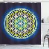 Ambesonne Abstract Shower Curtain, Nature Spirals Flower of Life Energy Illustration, Cloth Fabric Bathroom Decor Set with Hooks, 69" W x 84" L, Violet Blue Indigo view 1
