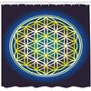 Ambesonne Abstract Shower Curtain, Nature Spirals Flower of Life Energy Illustration, Cloth Fabric Bathroom Decor Set with Hooks, 69" W x 84" L, Violet Blue Indigo view 2