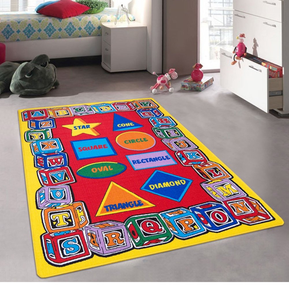 champion rugs CR'S 8FTX11FT Kids Educational/Playtime Rug 7FT.4INX10FT.4IN Please Check All Pictures (ABC Shapes)