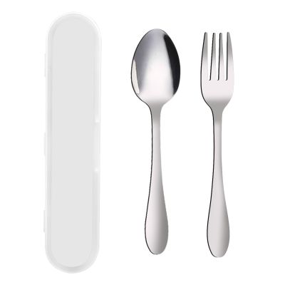 VANRA Children Fork Spoon Set with Travel Case Stainless Steel Kids Cutlery