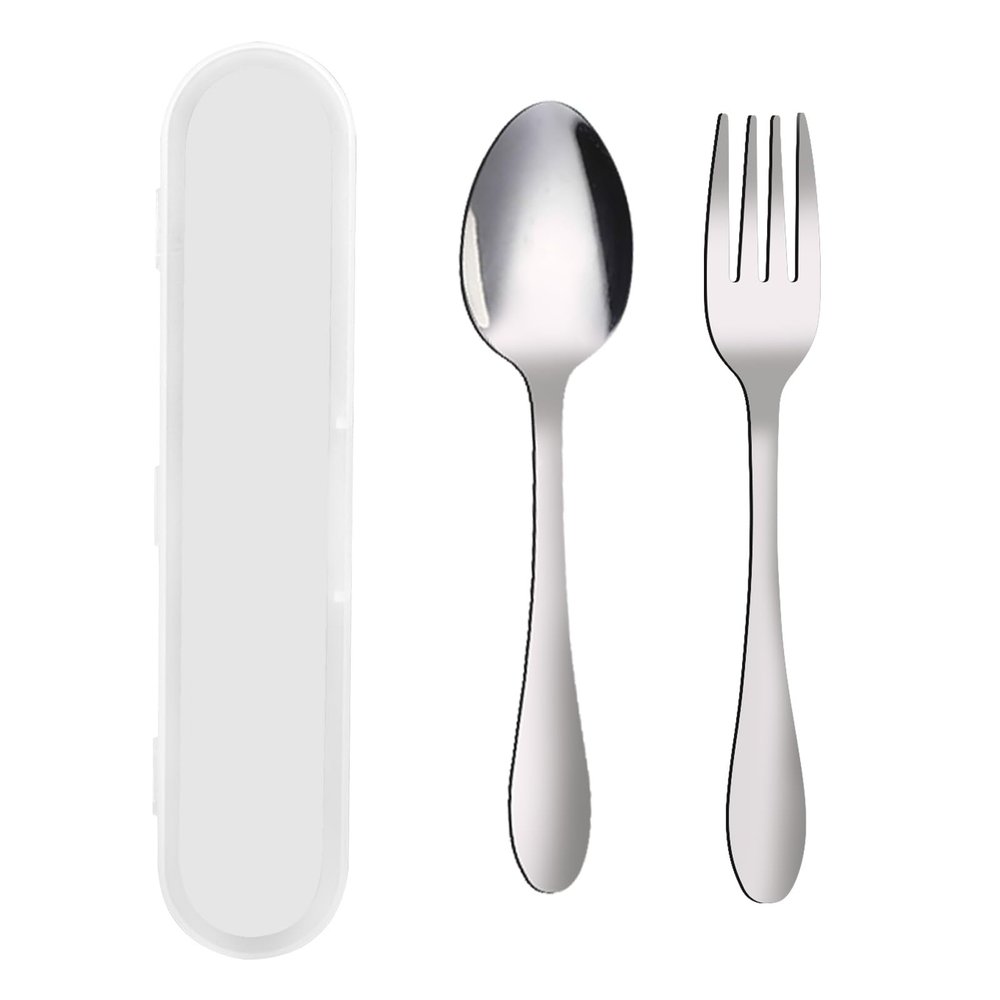 VANRA Children Fork Spoon Set with Travel Case Stainless Steel Kids Cutlery