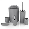 Bathroom Accessories Set 6 Piece - Trash Can, Toothbrush Holder, Toothbrush Cup, Soap Dispenser, Soap Dish, Toilet Brush Holder - Modern Bathroom Decor Set (Grey) view 1