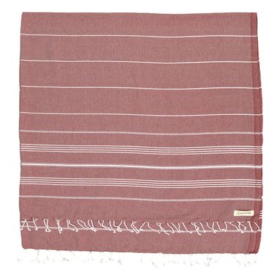 Bersuse Towels Anatolia XL Beach Blanket Throw Blanket Turkish Towel 100% Cotton Extra-Large Quick-Dry Lightweight Premium Peshtemal Towel - 61x82 Inches, Burgundy (Set of 3)
