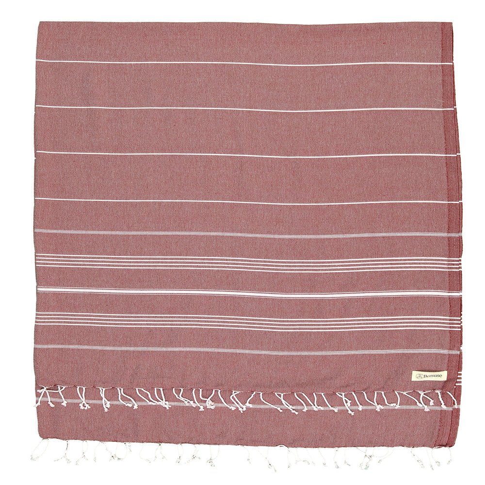 Bersuse Towels Anatolia XL Beach Blanket Throw Blanket Turkish Towel 100% Cotton Extra-Large Quick-Dry Lightweight Premium Peshtemal Towel - 61x82 Inches, Burgundy (Set of 3)