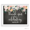 Andaz Press Peach Chalkboard Floral Garden Party Wedding Collection, Party Signs, Thank You for Celebrating With Us, 8.5x11-inch, 1-Pack view 1