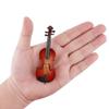 Dselvgvu Wooden Miniature Violin with Stand, Bow and Case Mini Musical Instrument Violin Replica Collectible Figurines Dollhouse Accessories Model Home Decoration Display Ornament (3.94"x1.57"x0.63") view 2
