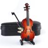 Dselvgvu Wooden Miniature Violin with Stand, Bow and Case Mini Musical Instrument Violin Replica Collectible Figurines Dollhouse Accessories Model Home Decoration Display Ornament (3.94"x1.57"x0.63") view 3