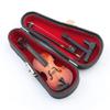 Dselvgvu Wooden Miniature Violin with Stand, Bow and Case Mini Musical Instrument Violin Replica Collectible Figurines Dollhouse Accessories Model Home Decoration Display Ornament (3.94"x1.57"x0.63") view 4
