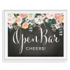 Andaz Press Peach Chalkboard Floral Garden Party Wedding Collection, Party Signs, Open Bar Cheers!, 8.5x11-inch, 1-Pack view 1