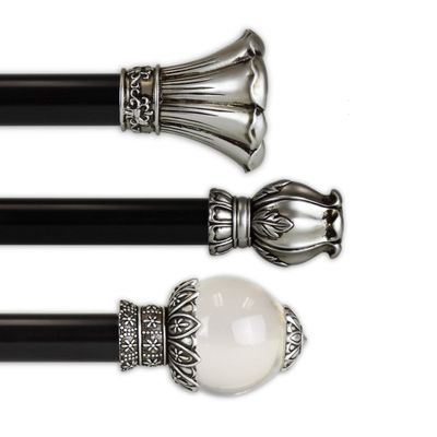 A&F Rod Dcor Bloom Two-tone Collection 1" Single Curtain Rod, 160-240 inch - Luminous Finial