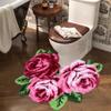 ABREEZE Rose Shaped Rug Pink Luxury Shaggy Toilet Bath Mat U-Shaped Contour Rugs for Bathroom, Soft and Comfortable, Maximum Absorbent, Dry Quickly, Non-Slip, Machine-Washable view 2
